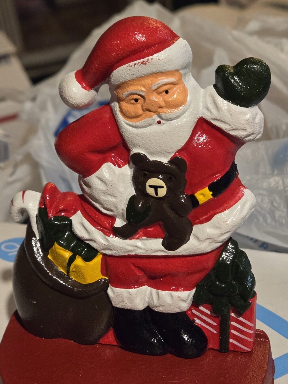 Vintage Santa Cast Iron Christmas Stocking Hanger/Holder Lillian Vernon 1990